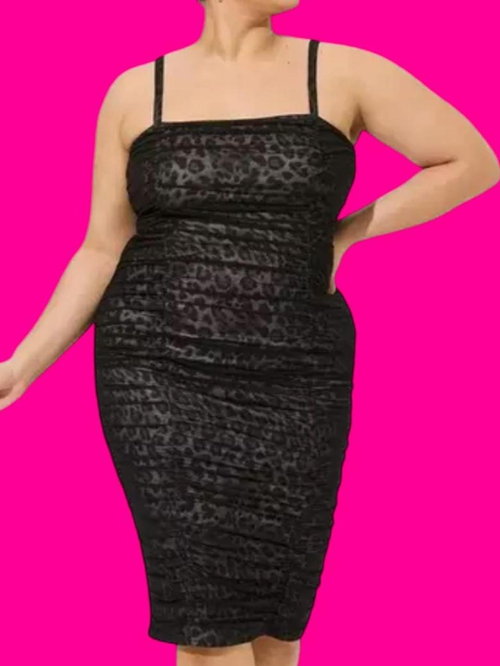 torrid Black Leopard-Print Midi Slip Dress size 2